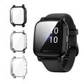 suoman confezione da 3 per garmin venu sq case, custodia protettiva per paraurti in tpu a copertura totale per venu sq music / venu sq smartwatch - nero argento trasparente