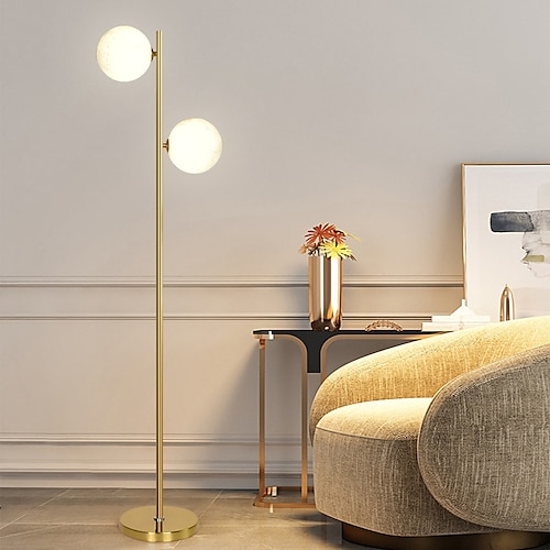 Lampada da terra a sfera per soggiorno, lampada da terra moderna a 2 sfere di metà secolo per camera da letto, lampada da terra a LED luminosa per ufficio, arredamento moderno per soggiorno 110-240v