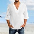 Per uomo Camicia Camicia in cotone e lino Camicia bianca di cotone Camicia Estiva Camicia casual Camicia da Spiaggia Semplice Vacanza Casuale Bianco Rosa Blu Manica Corta Scollo a V Primavera Estate