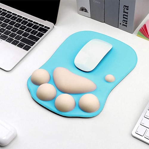 tappetino per mouse ergonomico 3d con supporto per il polso simpatica zampa di gatto morbido e confortevole poggiapolsi in silicone tappetino per mouse tappetino antiscivolo per computer gioco per