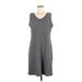 Liz Claiborne Casual Dress - Shift V-Neck Sleeveless: Gray Dresses - Women's Size Medium