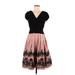 S.L. Fashions Casual Dress: Brown Jacquard Dresses - Women's Size 6 Petite