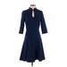White House Black Market Casual Dress - A-Line: Blue Solid Dresses - Women's Size 2