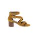 Gianni Bini Heels: Strappy Chunky Heel Boho Chic Yellow Solid Shoes - Women's Size 6 1/2 - Open Toe