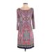 Laundry by Shelli Segal Casual Dress - Sheath Boatneck 3/4 sleeves: Pink Dresses - Women's Size X-Small