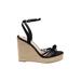 Wild Diva Wedges: Black Solid Shoes - Women's Size 8 1/2 - Open Toe