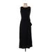 Talbots Casual Dress - Party Crew Neck Sleeveless: Black Print Dresses - Women's Size Small Petite