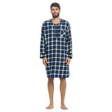 Ashford & Brooks Mens Flannel Plaid Long Sleep Shirt Henley Nightshirt