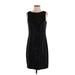 White House Black Market Casual Dress - Sheath Crew Neck Sleeveless: Black Print Dresses - Women's Size Small