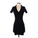 Zara Casual Dress - Mini Collared Short sleeves: Black Solid Dresses - Women's Size Small