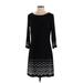 White House Black Market Casual Dress - Sweater Dress: Black Chevron/Herringbone Dresses - Women's Size Small