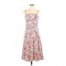 Ann Taylor LOFT Casual Dress - A-Line: Pink Print Dresses - Women's Size 4