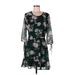 Speechless Casual Dress - A-Line Scoop Neck 3/4 sleeves: Green Print Dresses - Women's Size Large