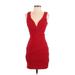 Love, Nickie Lew Casual Dress - Mini V-Neck Sleeveless: Red Print Dresses - Women's Size 5