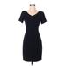 Liz Claiborne Casual Dress - Shift: Black Solid Dresses - Women's Size 4