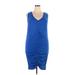 Torrid Casual Dress - Mini V Neck Sleeveless: Blue Print Dresses - Women's Size 3X Plus