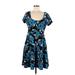 Torrid Casual Dress - A-Line Scoop Neck Short Sleeve: Blue Print Dresses - Women's Size Large Plus