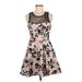 Trixxi Casual Dress - A-Line Scoop Neck Sleeveless: Black Print Dresses - Women's Size Medium