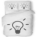 ZHANZZK 3 Piece Bedding Set Idea Light Bulb Lamp Black Bright Creative Electric Electricity Energy Twin Size Duvet Cover with 2 Pillowcase for Home Bedding Room Decoration