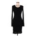 BCBGMAXAZRIA Casual Dress - Bodycon Scoop Neck Long sleeves: Black Print Dresses - Women's Size Medium