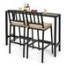 Costway 3PCS Patio Dining Table Set Metal Bar Table & Chairs Set with Cushion