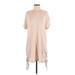 Lush Casual Dress - Mini High Neck Short sleeves: Tan Solid Dresses - Women's Size Small