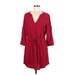 Gap Outlet Casual Dress - Mini Plunge 3/4 sleeves: Burgundy Dresses - Women's Size Medium