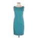 Margon Casual Dress - Sheath Boatneck Sleeveless: Teal Solid Dresses - Women's Size 46