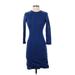Rag & Bone Cocktail Dress - Bodycon High Neck 3/4 sleeves: Blue Print Dresses - Women's Size 2