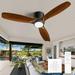 52 Inch Ceiling Fan with Light Remote Control 3 Wood Blades Hugger Modern Ceiling Fan Reversible Noiseless DC Motor Low Profile Flush Mount Ceiling Fans for Patio Living Room Kitchen