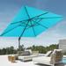 FLAME&SHADE 10*10FT Square Cantilever Umbrella For Your Outdoor Space â€“ Solution-Dyed Fabric Aluminum Frame and Innovative 360Â° Rotation System Lake Blue