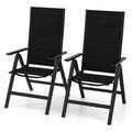 Costway 2 PCS Patio Folding Chair Outdoor Chairs with Padded Seat Adjustable Backrest Black