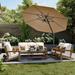Boyel Living Outdoor garden furniture set of 7 with with coffee table and patio umbrella White