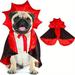 Vampire Devil Dog Costume - Red and Black Halloween Cloak Cape for Small Medium and Large Dogs