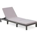 KROFEM Outdoor Patio Rattan Wicker Chaise Lounge Chair Ideal Pool Furniture Waterproof Adjustable Brown Rattan with Beige Cushion
