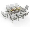 durable 9 Piece Patio Dining Set Aluminum Outdoor Dining Set Patio Furniture Sets 2 Swivel Dining Chairs 6 Reg. Dining Chairs Aluminum Furniture Set for Patio Yard (Gray)