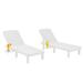 Outdoor Chaise Lounge Lounge Chairs Lying In Bed Set of 2 for Pool Recliners with Reclining Adjustable Backrest and Side Tray Outside Plastic Lounge Chairs for Patio Pool Garden Beach (White)