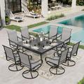 Sophia & William 9 Piece Outdoor Patio Dining Set Textilene Chairs and 60 Square Table Furniture Set Gray