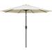 9ft Outdoor Market Table Patio Umbrella with Button Tilt & Metal Frae UV Polyester Fabric Parasol with Crank & 8 Sturdy Ribs for Garden & Beach Beige