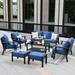 Patio Furniture Sofa Set Outdoor Wicker Sectional Couch with Storage Table No-Slip Cushions Furniture Covers Grey