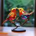 Rungungde Stained Glass Birds On Branch - Double Sided Multicolor Metal Birds Craft Statue Desktop Ornaments Flat Stained Glass Birds Art Sculpture for Home Office Bedroom Decorations