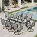 Sophia & William 9 Piece Outdoor Patio Dining Set Textilene Chairs and Expandable Table Furniture Set Gray