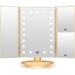 WEILY Lighted Vanity Makeup Mirror 1x/2x/3x Magnification Trifold with 36 LED Lights Touch Screen and USB Charging 180 Degree Adjustable Stand for Countertop Cosmetic Makeup Mirror(Gold)