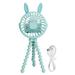 Electric Stroller Fan Adjustable 3 Gears Pointed Ears Handheld Mini Hanging LED Tripod Clip Stroller Fan Blue