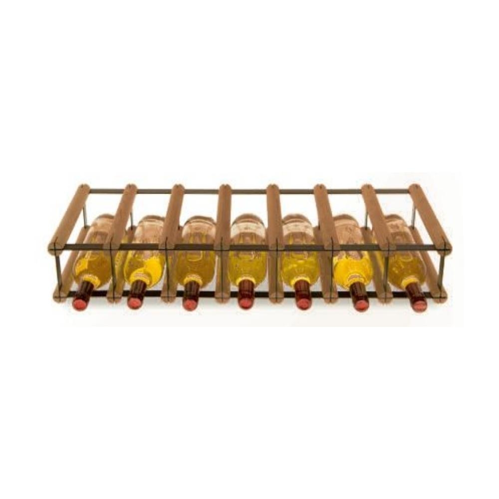 PROREGAL Modulares Weinregal VINOTECA MOD METAL | HxBxT 12,5x72,5x24,5cm | 7x1 Flaschen | Massives Kiefernholz | Braun geölt | Flaschenregal Image