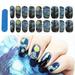 3D Van Gogh s Starry Night Fullnail Stickers Full Nail Starry Sky Art Gel Nail Polish Sticker Decals Shimmery Glittery Long Lasting Easy to Apply & Remove - 2 Sheets(28 Nail Wraps) and 1 Nail File