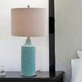 Catalina 26.5 Quilted Ceramic Table Lamp Spa Blue Finish
