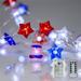 VOAVEKE Independence Day Red White And Blue And Flag Hats Lights Remote Control String Plug In Indoor Outdoor String Lights Ideal For Any Patriotic Decorations & Independence Day Decor