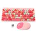 Keyboard Mouse Combo Wireless 86 Keys Cute Colorful Appearance Multimedia Buttons Light Quiet 2.4G Keyboard Mouse for PCPink Mixed Color