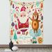 Christmas Tapestry Santa and Teddy Bear Vintage Christmas Season Ornaments Party Kids Nursery Theme Wall Hanging for Bedroom Living Room Dorm Decor 60W X 80L Inches Multicolor by Ambesonne